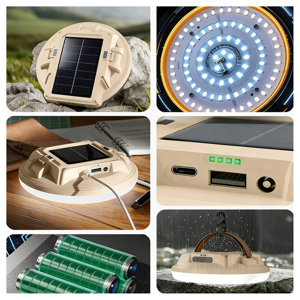 ไฟตั้งแคมป์พลังงานแสงอาทิตย์ มัลติฟังก์ชั่น กันน้ำ พร้อมเชือกเส้นเล็ก - รูปที่ 6