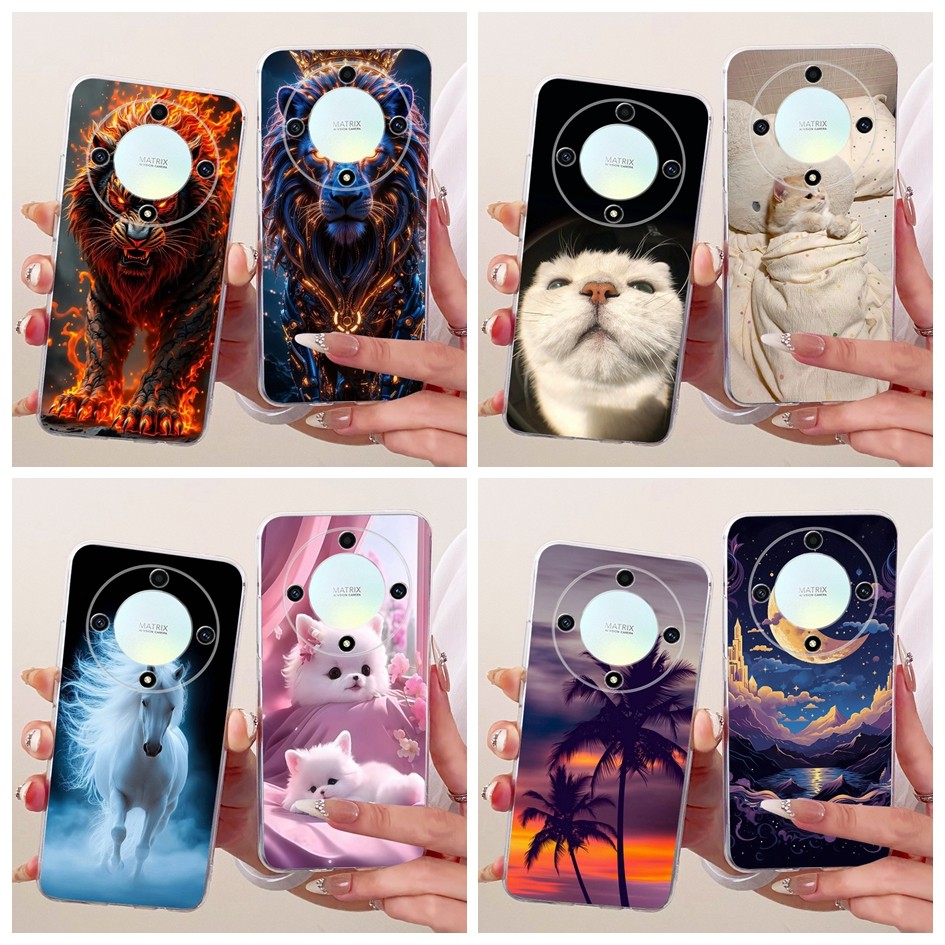 ฝาครอบเย็นสําหรับ Honor X9a RMO-NX1 / Magic 5 Lite RMO-NX3 Casing Cartoon Cat Lion Dragon Printing S