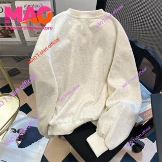 COD✅ (จัดส่งในกรุงเทพฯ) MAO Shop หมาเฉพาะกลุ่มเย็บปักถักร้อย Hoodless เสื้อกันหนาวหลวมพอดีวินเทจน่ารักด้านบน
