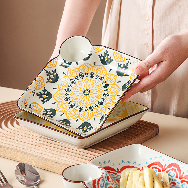 [JPN][Tableware] จานซอสและจานเกี๊ยวเซรามิกสไตล์โบฮีเมียน