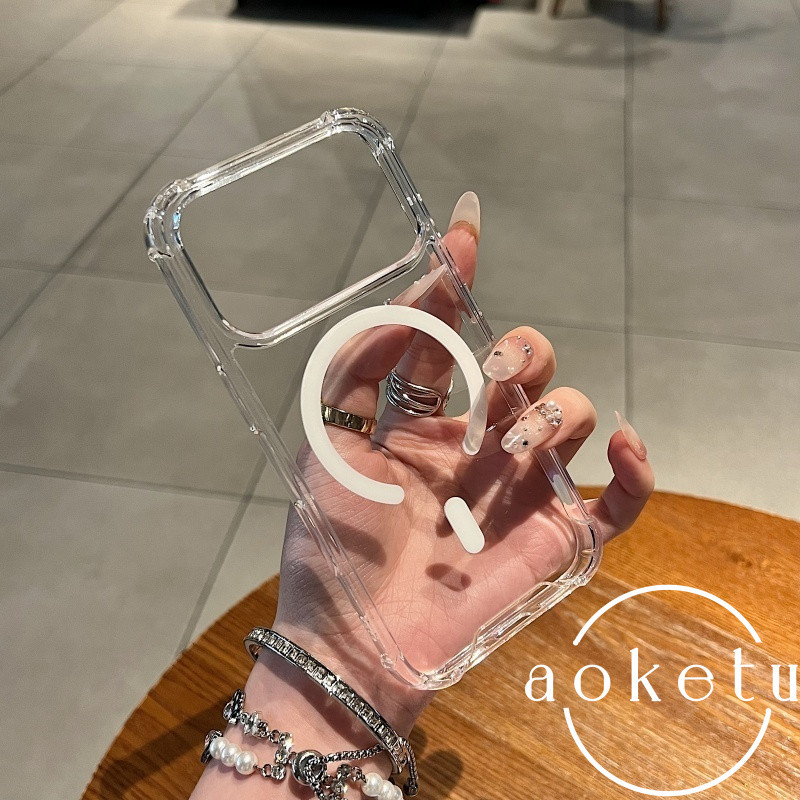 เหมาะสําหรับเคสโทรศัพท์ ไอโฟน 17 มือโปร ถุงลมนิรภัย แอปเปิล 16 โปรแม็กซ์ อะคริลิคโปร่งใสสูง 15 ป้องกันการตก 14 แม่เหล็กดูดแรง 13 โปร่งใส 12 เคสรวมทุ