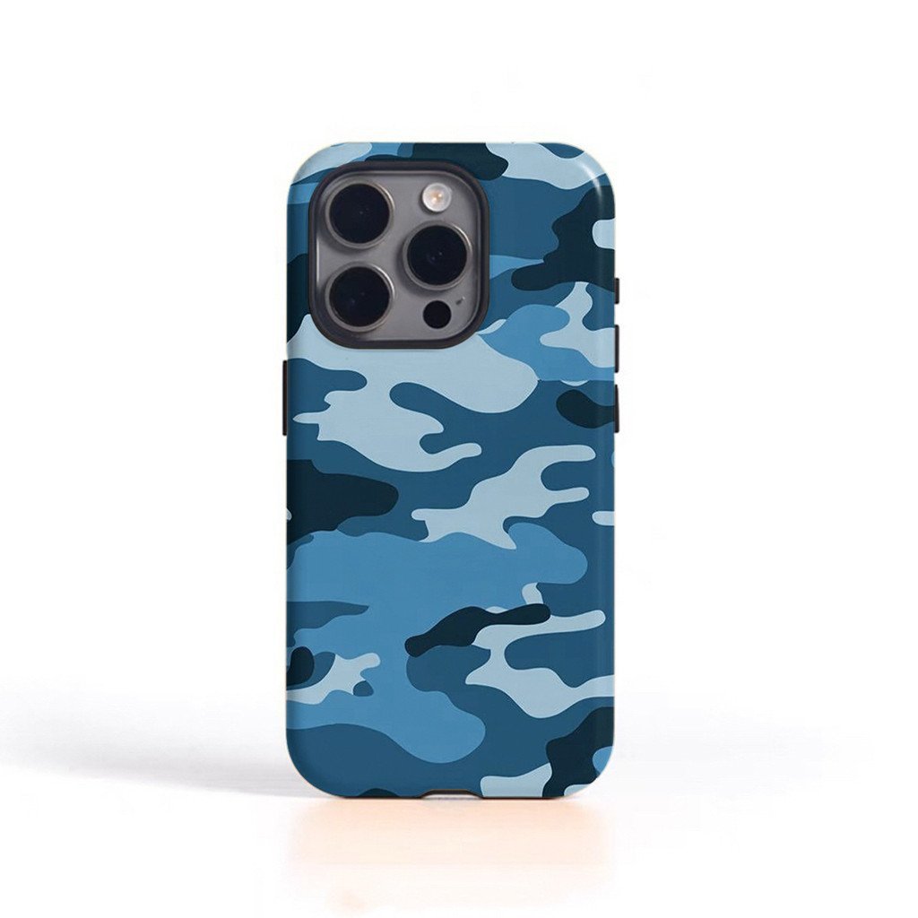 เคสโทรศัพท์โทรศัพท์ เหมาะสําหรับ iPhone Blue Camouflage Two-in-One Film Case เหมาะสําหรับ iP17p/15/1