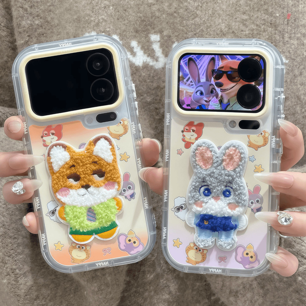 รุ่น Q Fox เหมาะสําหรับ Apple 17 Feather เส้นด้ายครีมเคสโทรศัพท์ iPhone16promax การ์ตูน 15/14 ชิ้น 1