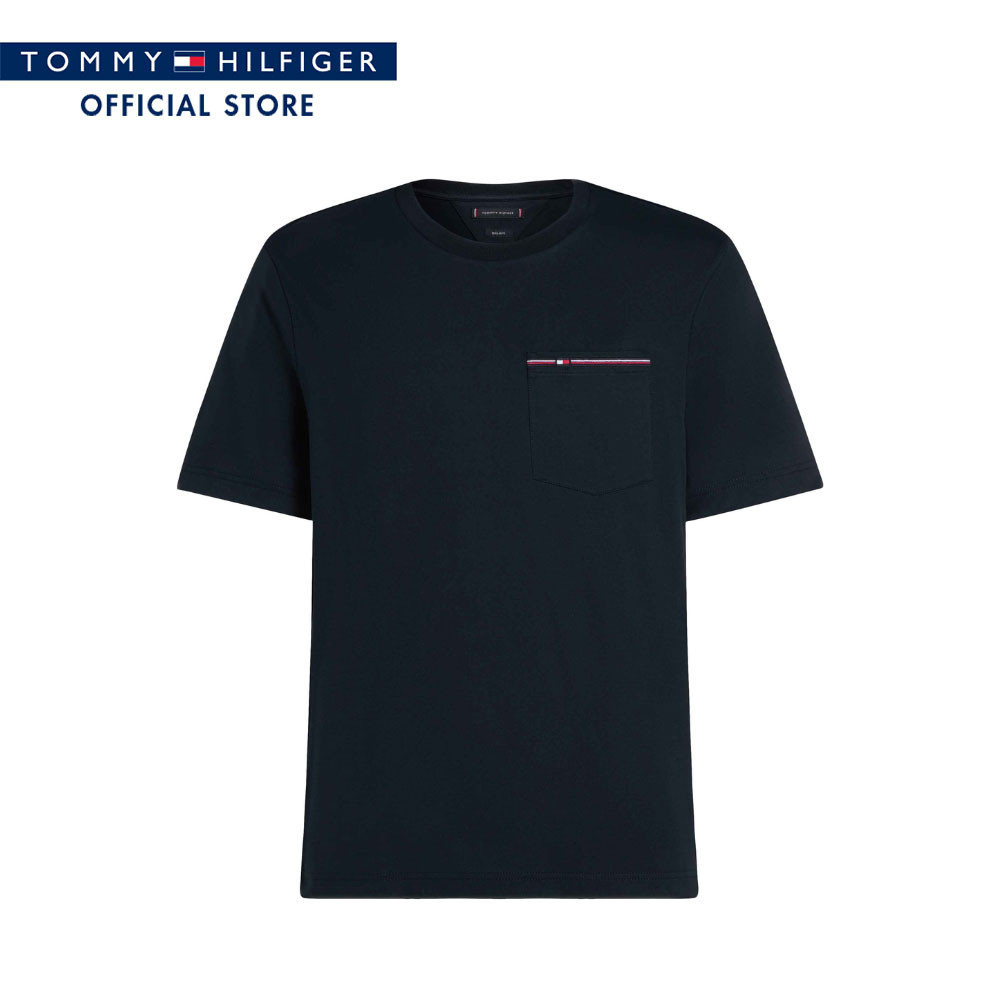 Tommy Hilfiger เสื้อยืด ผู้ชาย รุ่น MW0MW37452 DW5 – สีน้ำเงิน ทรง Regular Fit