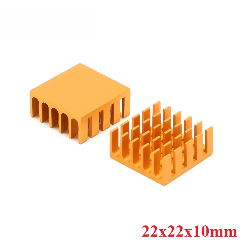 5pcs 22*22*10 มม.ฮีทซิงค์ Cooling Fin หม้อน้ําอลูมิเนียม Cooler พัดลมความร้อน Golden 22X22X10 มม.สํา