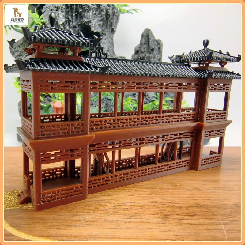 ปลาถังภูมิทัศน์ / ภูมิทัศน์ไมโครโบนไซภูมิทัศน์ตกแต่งเครื่องประดับ / ทางเดินยาว Pavilion เครื่องประดับสถาปัตยกรรมโบราณจีนใหญ่ / เครื่องประดับตก
