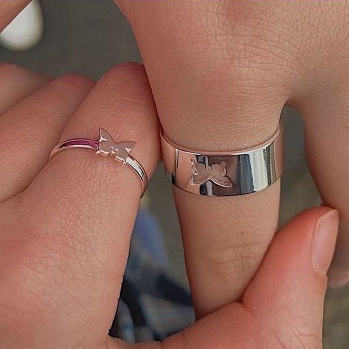 Influencer Cool Style Unique Butterfly Punk Style Couple Ring