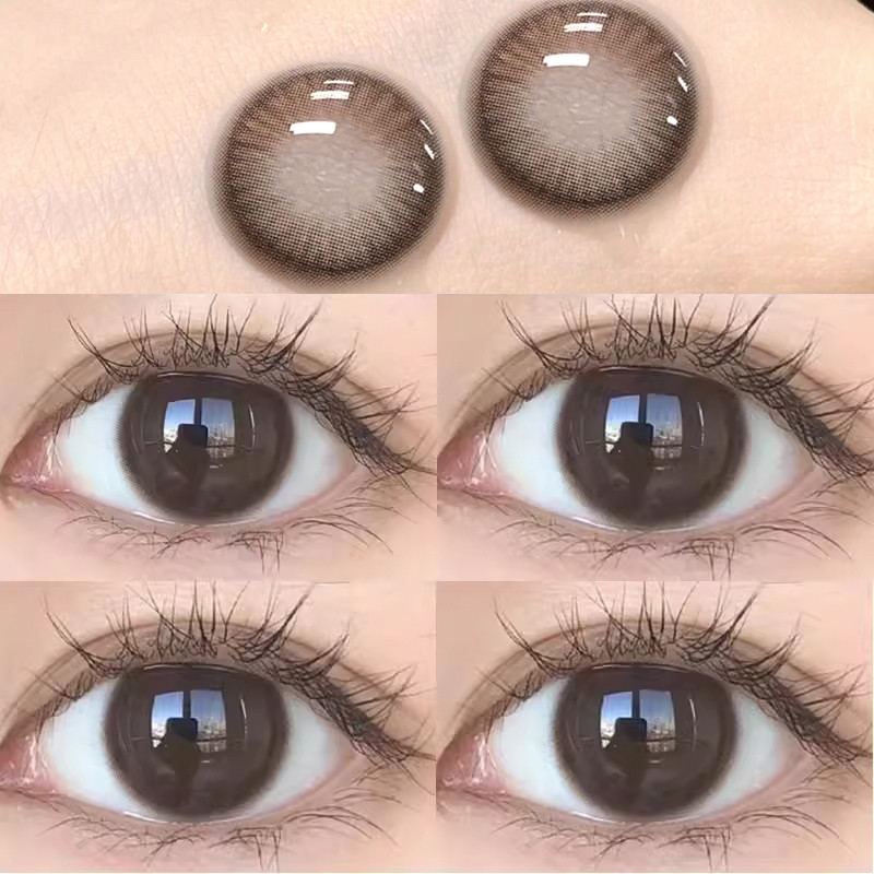 contact lens brown contact lens power lens eye colour 2 ชิ้น] คอนแทคเลนส์เครื่องสําอางครึ่งปีขัดสีน้