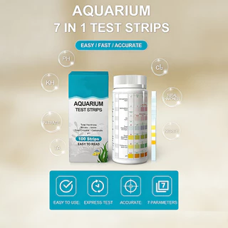 6in1 Test Strips ตรวจค่าน้ำตู้ปลา วัดค่า pH คลอรีน NO2 NO3 100แผ่น 7in1