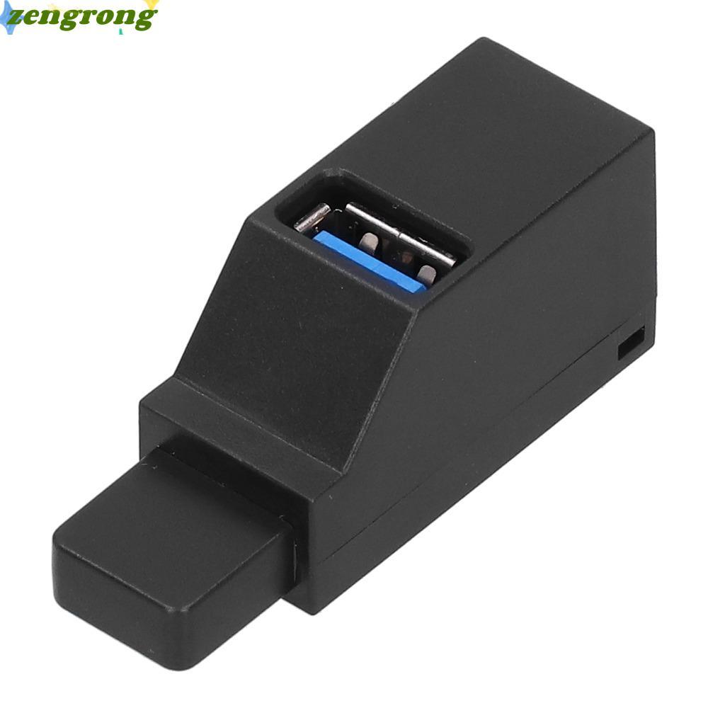 ZENGRONG 1PCS USB 3.0 Hub, Plug and Play พร้อม Lanyard USB Splitter, แบบพกพาความเร็วสูง 3 พอร์ตสีดํา