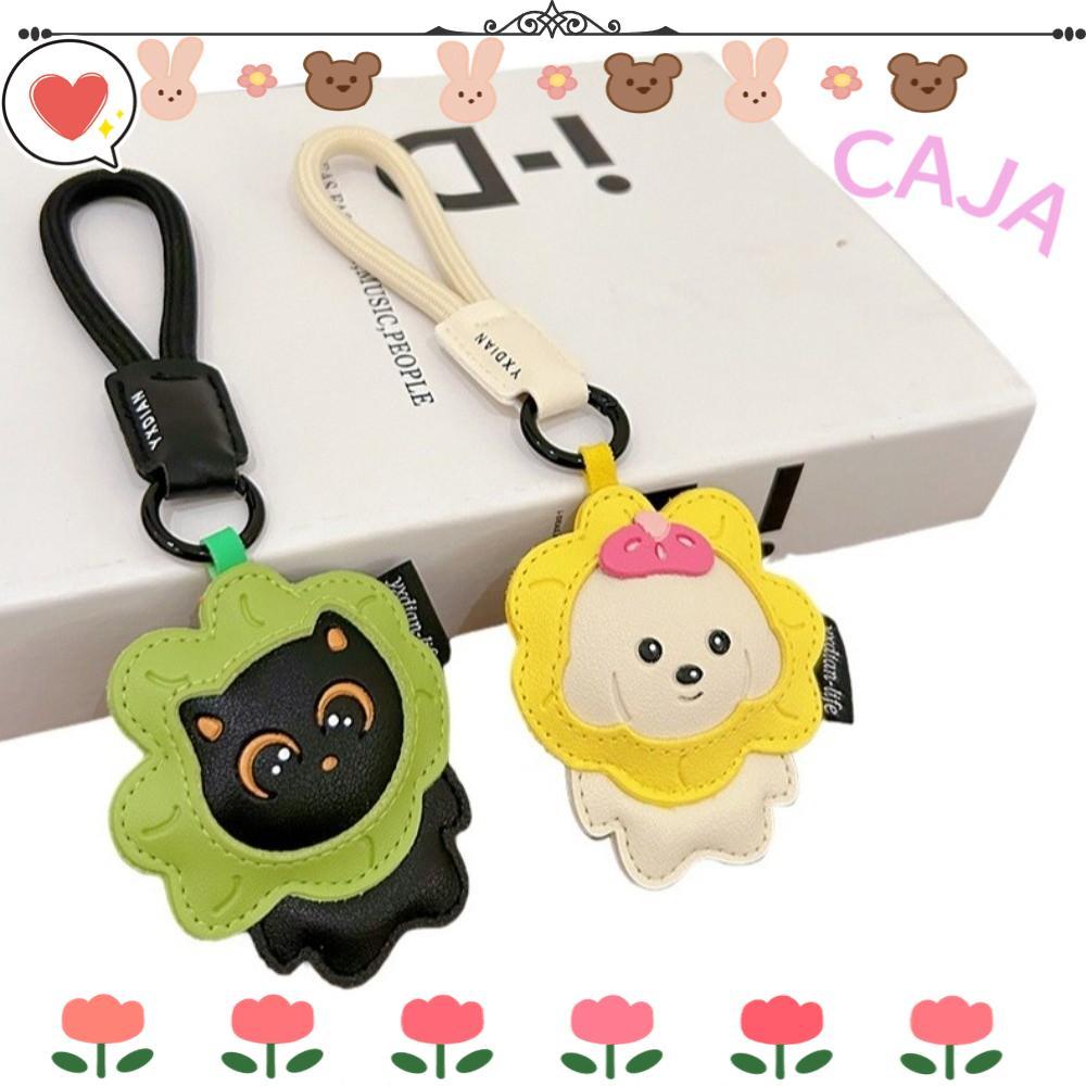 CAJA1 พวงกุญแจ, PU จี้กระเป๋าตลก, ของขวัญสําหรับเด็กสร้างสรรค์การ์ตูนที่มีสีสันลูกแมวกุญแจรถ Charms
