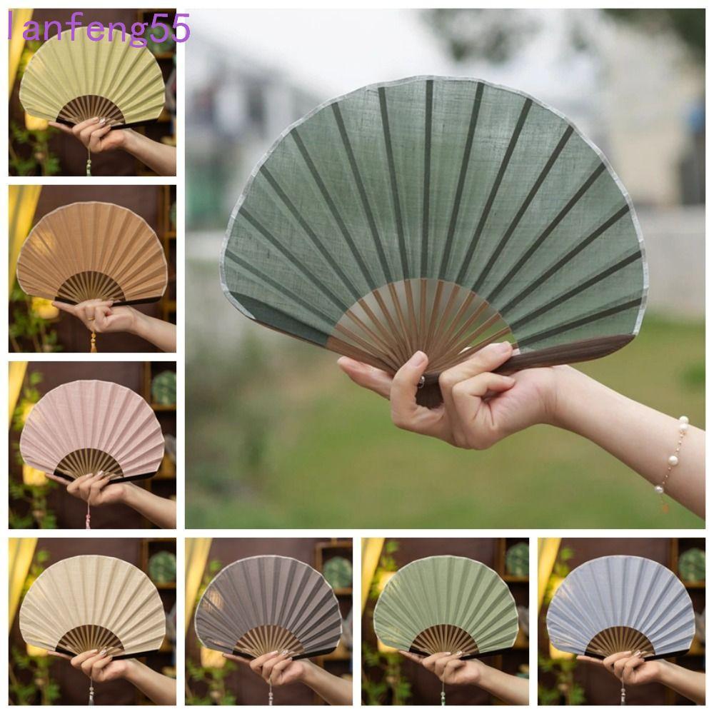 เจตตี้ ผ้าฝ้ายลินิน สีทึบ มินิเชลล์ สไตล์จีน พัดลมมือถือ ของขวัญ