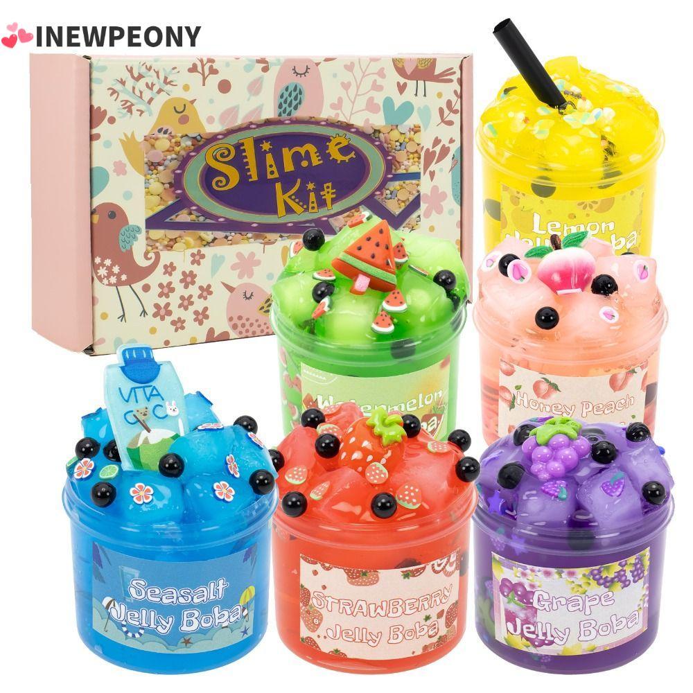 INEWPEONY Jelly Cube Slime, ความเครียดบรรเทา 300ml/70ml Slime Kit, ผลไม้นุ่ม Crunchy Non-Sticky Glitter Slime Party Favor ของขวัญ