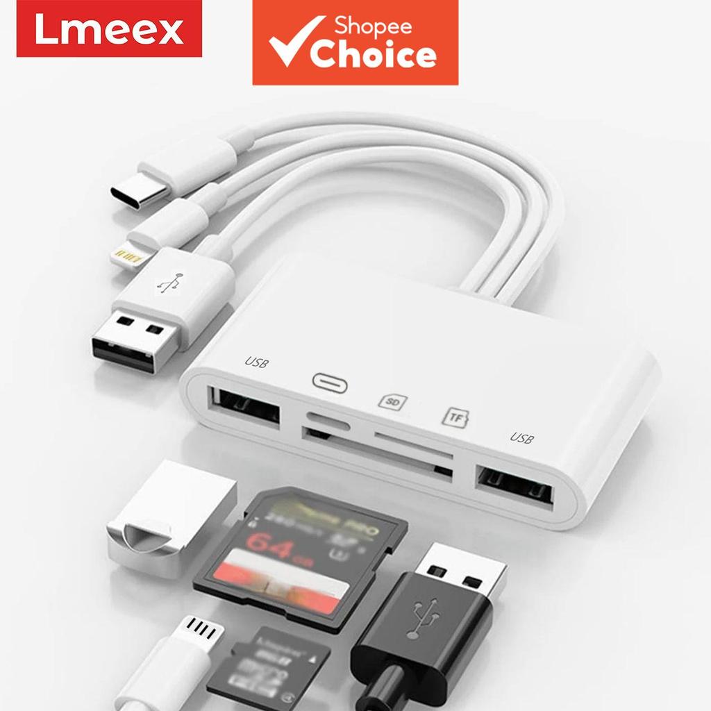 Multi-Functional 5-In-1 SD TF Card Reader Hub Type C OTG Adapter สําหรับ IPhone IPad MacBook