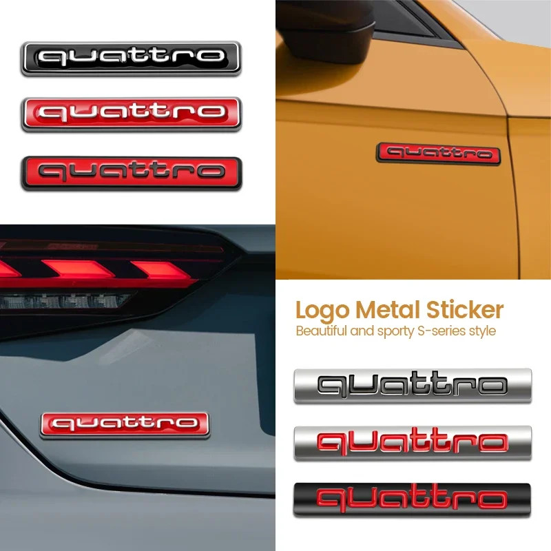 3DโลหะQUATTROสัญลักษณ์รถตกแต่งสติกเกอร์อุปกรณ์เสริมสําหรับAudi sline TT Q2 Q3 Q5 Q7 Q8 A3 A4 A5 A6 A