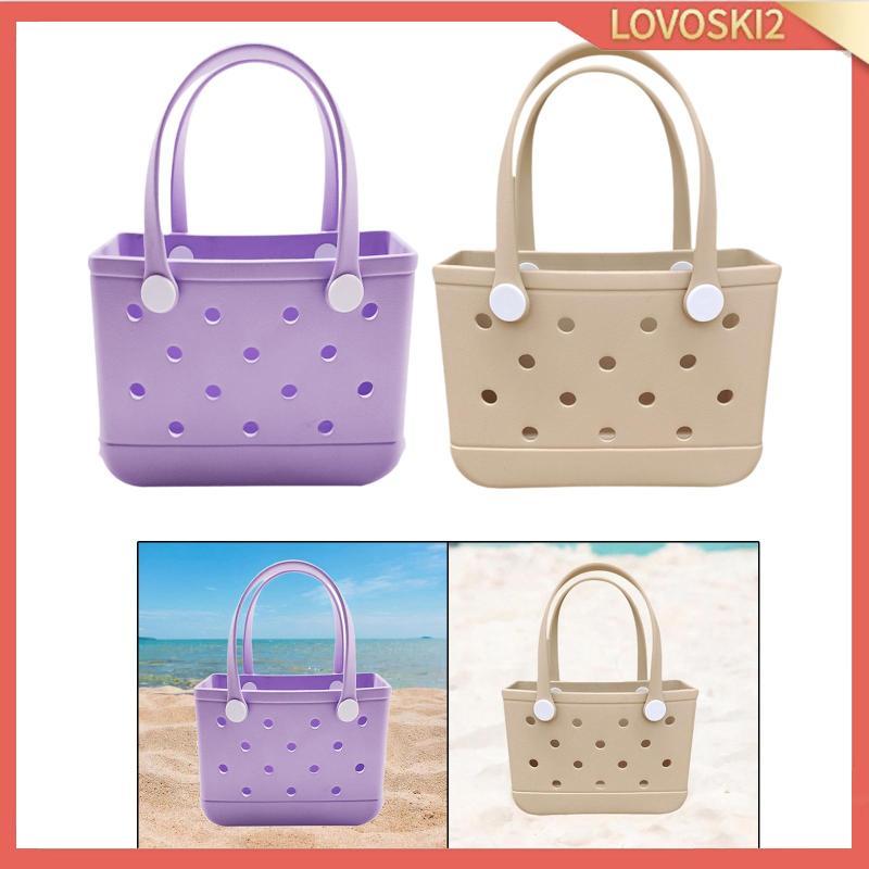 [Lovoski2] Beach Tote Bag with Holes Washable Beach Bag for Outdoor Swimming Beach