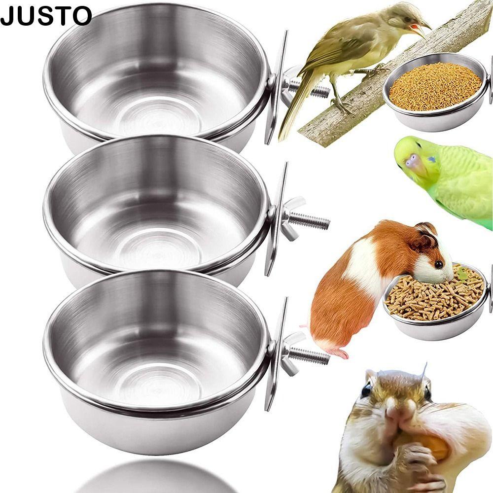 JUSTO Pet Feeder Parrot Bird Bird อุปกรณ์สแตนเลส Anti-gnawing Bird Feeder