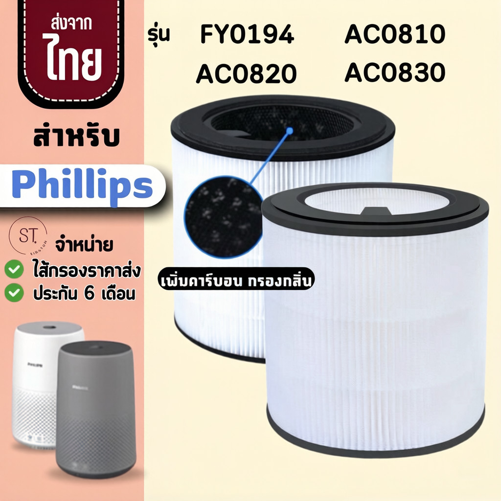FY0194 AC0820 Philips Air Filter FY0194 AC0820 AC0830 800 Series เครื่องฟอกอากาศกรอง Phillips กรองอา