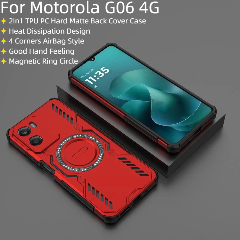 สําหรับ Motorola G06 4G MotoG06 กรณี 2In1 TPU PC การกระจายความร้อน Matte Hard แม่เหล็กฝาครอบโทรศัพท์