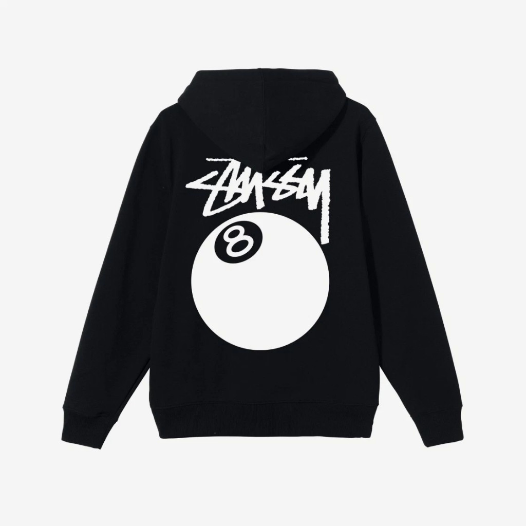 【ของแท้ 100 %】Stussy 8 Ball Hoodie Black / Natural / Ash Heather