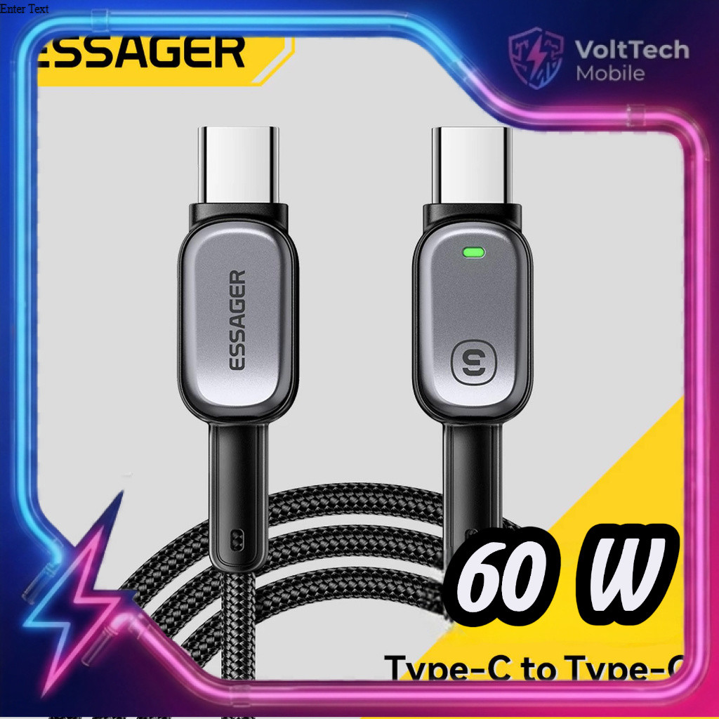 สายชาร์จ USB Type C to USB Type C 480Mbps 60W 1M - EXCTT2-CZ0G-P - ESSAGER-สีเทา