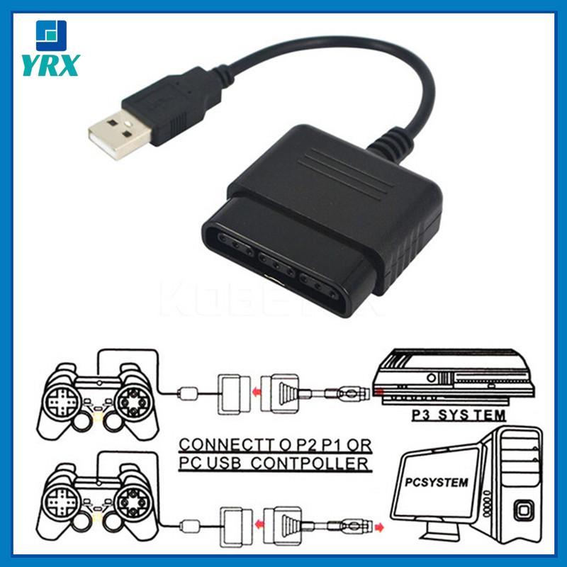 YRX USB Controller Adapter สายแปลงสายไฟสําหรับ PlayStation PS2 ถึง PS3 PCPS2 ถึง PS3 PC