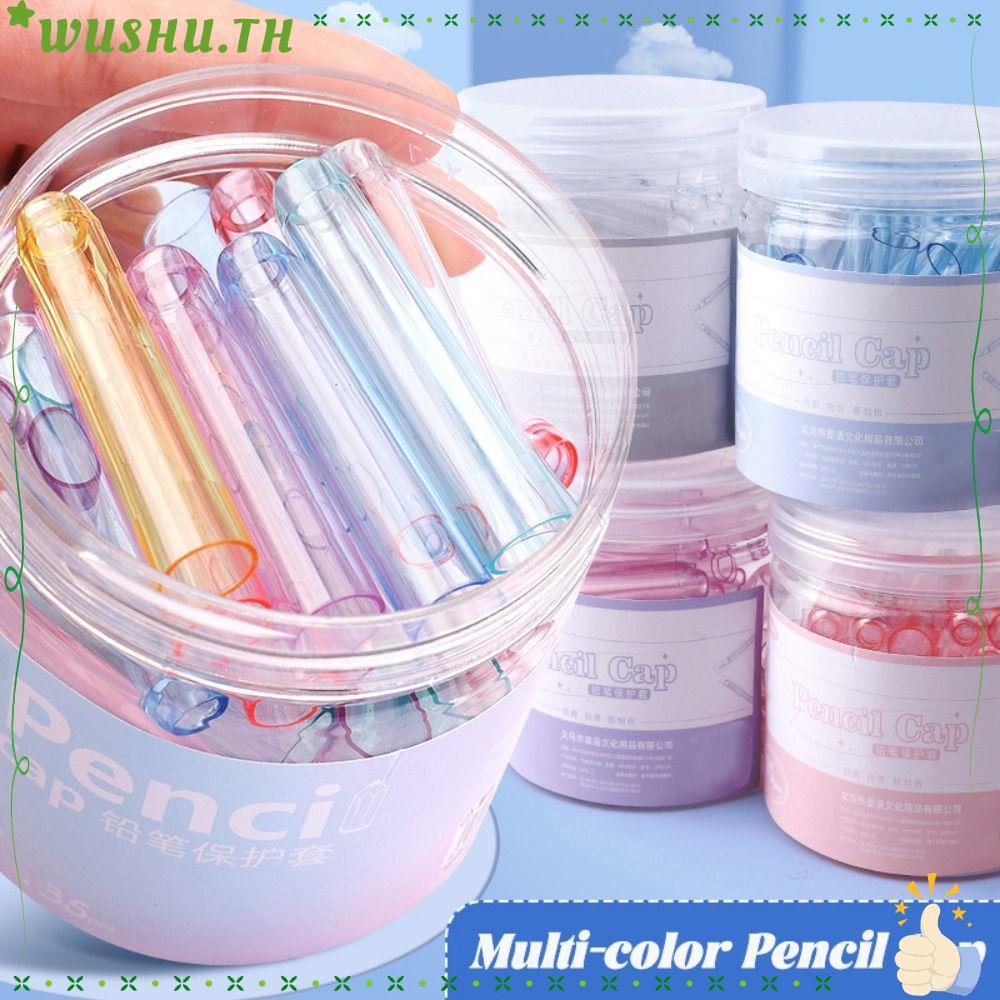 วูชู 35ชิ้น/กล่องดินสอป้องกัน,สีทึบพลาสติกดินสอหมวก,น่ารักใสดินสอปลายปากกาฝาครอบป้องกันโรงเรียนสํานักงาน