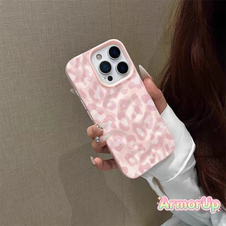 เคสไอโฟน ลายเสือดาวสีชมพู รอยพับหยัก สำหรับ iPhone 11 12 13 14 15 16 ProMax X XR XS Max 7 8Plus-AP