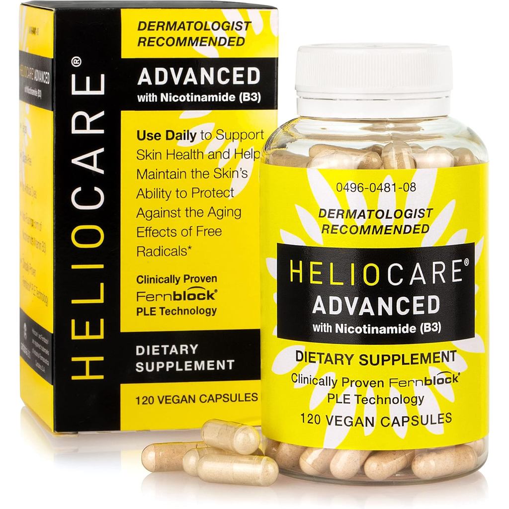 อาหารเสริม Heliocare Premium Niacin B3: Fernblock PLE Extract 240mg ต่อเสิร์ฟ-วิตามิน B3 Niacin 500mg-120 แคปซูลมังสวิรัติพร้อมสุขภาพ Skin Cell