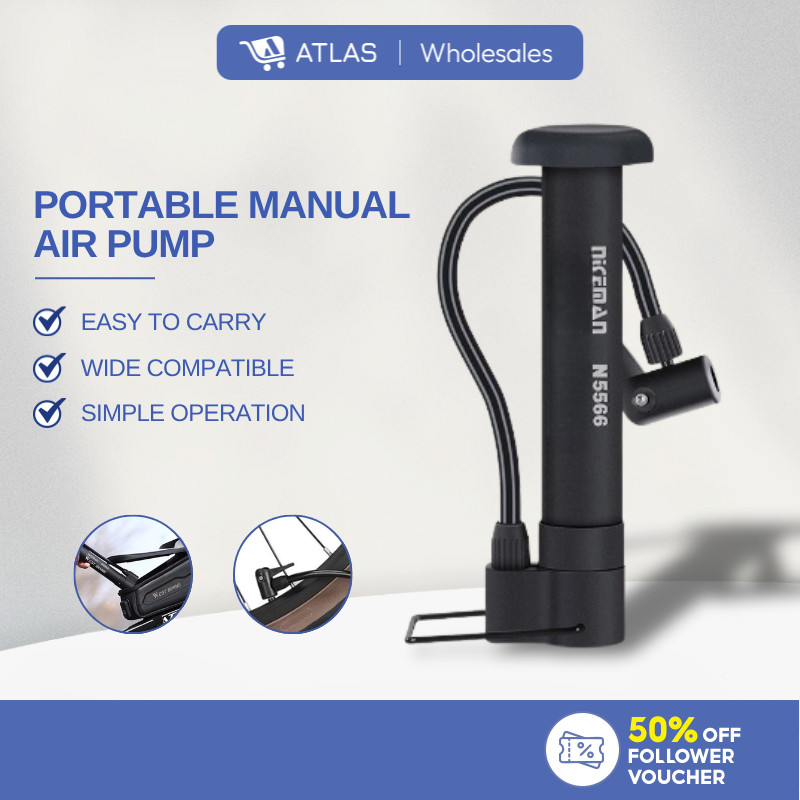 ATLAS ปั๊มจักรยานแรงดันสูง Ball 80PSI WEST BASIL ปั๊มยางขนาดเล็กแบบพกพาฐานวาล์วจักรยานเสือภูเขา