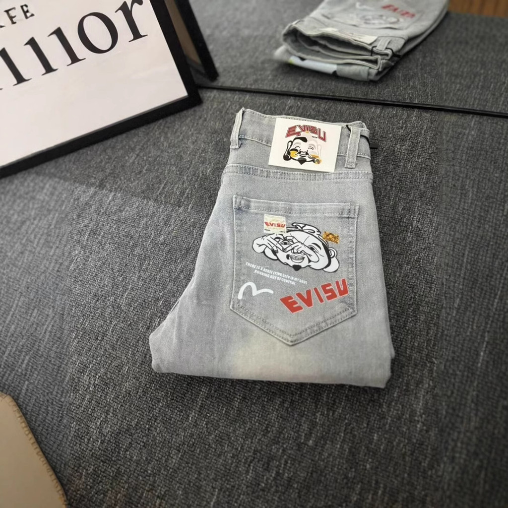 EVISU8024 European Station Jeans Men Print Casual Slim-fit