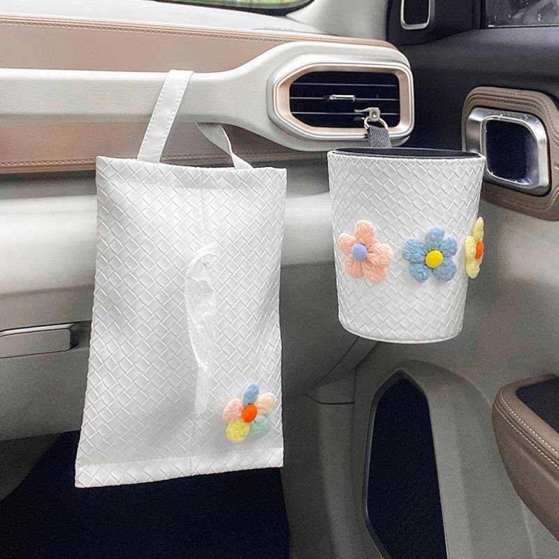 Car Trash Can Car Interior Decoration Car Hanging Tissue Box Buggy Bag Rear Barrel K3wt