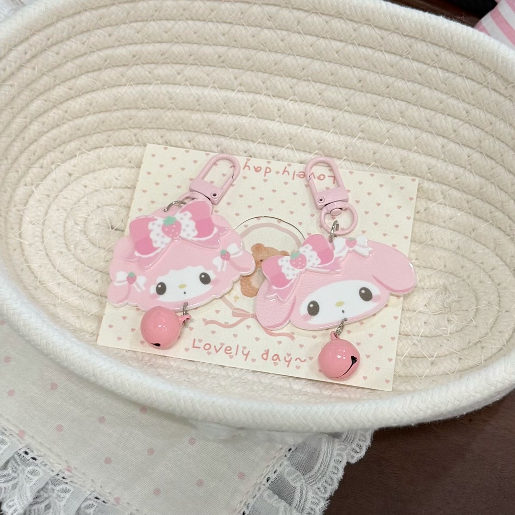 SANRIO น่ารัก ทํานอง พวงกุญแจโบว์สตรอเบอร์รี่น่ารัก ซานริโอ จี้ระฆังสําหรับ ราคา ถูกที่สุด ดีลบีเคเค แกลเลอรีภาพที่ 2
