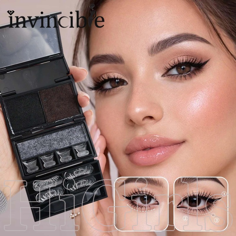 [Hi Girls] Natural Eye Makeup Stamping Pen - SmudgeProof 3s Fast Application Black Eyeliner - 3 in 1 Lower Eyelash Stamp Pen