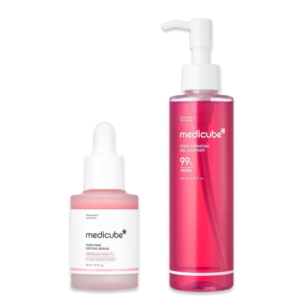 Medicube PDRN Cleanse and Prep Duo: Salmon DNA PDRN Pink Peptide Serum และ PDRN Jelly to Foam Cleans