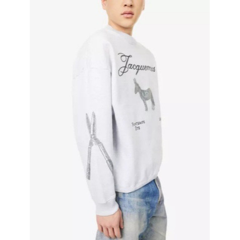 R6R2 Early spring new arrival: fun print fashion loose sweatshirt with white donkey pattern, casual 