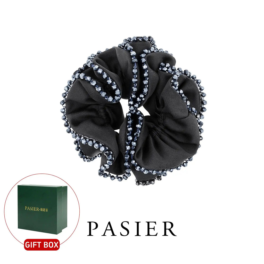 PASIER ยางรัดผมผ้าสองชั้น ธีมสีน้ำเงินหรู ดีไซน์แมทช์ง่ายระดับพรีเมียม CC379
