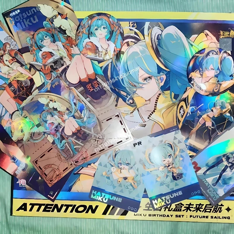 KAYOUของแท้HatsuneMikuBirthdayGiftBoxFutureVoyageSeriesLaserCardAnimePeripheralBadgeToyGiftOriginalB