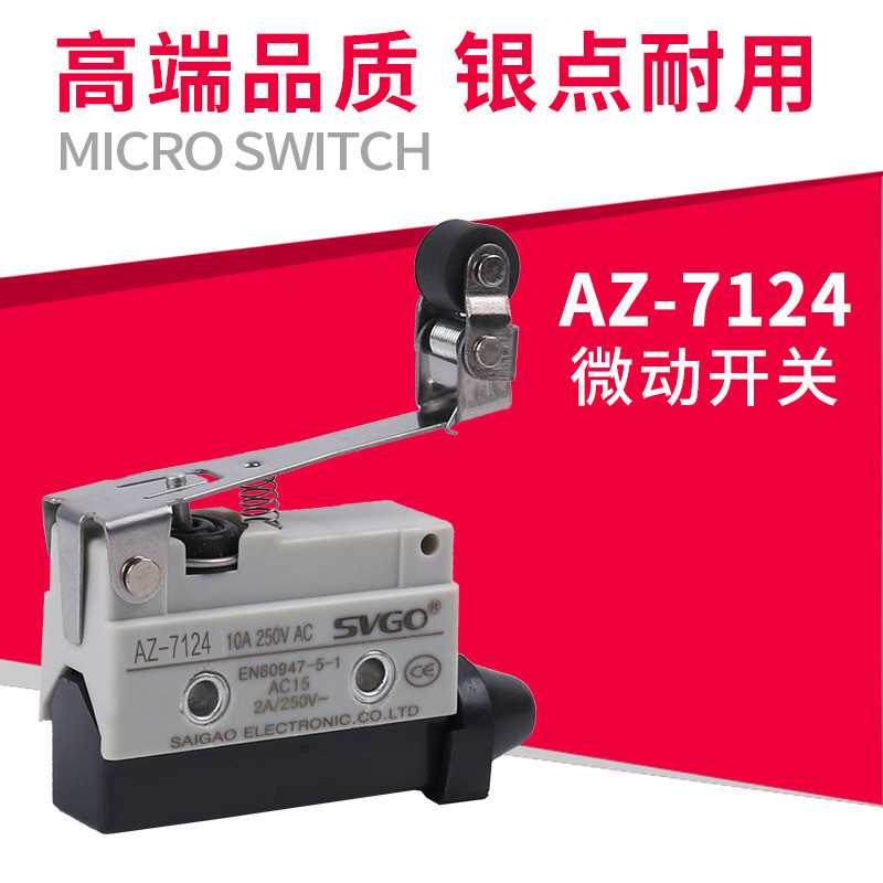 ไมโครสวิตช์ AZ-7124 TZ7124 CZ Point Limit Stroke Switch Self-Reset ด้ามยาวพร้อมลูกกลิ้ง