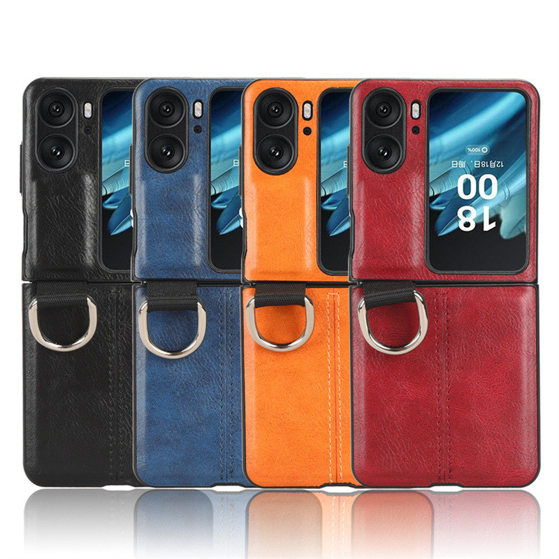 เหมาะสําหรับ OPPO Find N2 Flip Phone Case Ring Leather Folding Protective Case Find N2Flip Case