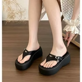 One for all พร้อมส่งจากไทย TX798(เจ็ดเก้าแปด) รองเท้าแตะคีบส้นหนา ใส่สบาย เพิ่มสูง7CM ลายจุด/ลายเสือ สำหรับผู้หญิง
