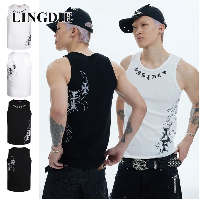 Ocshean เสื้อกั๊กผู้ชาย สไตล์.street อเมริกา พิมพ์ลายคมชัด