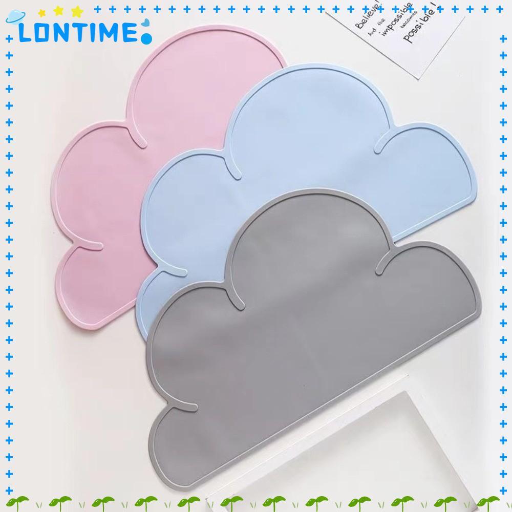 LONTIME เด็กวางเสื่อ,กันน้ําฉนวนกันความร้อนแผ่นซิลิโคน,เมฆรูปร่างลื่นทําความสะอาดง่ายแผ่นอาหารเย็นสําหรับเด็กรับประทานอาหาร