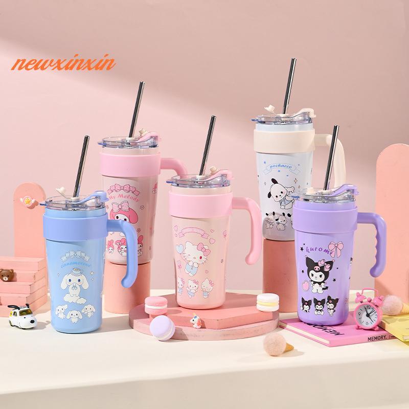 [NT-t] แก้วน้ําลายการ์ตูนความจุขนาดใหญ่ 860 มล. พร้อมฝาปิดเครื่องดื่มคู่ - ถ้วยสแตนเลสหุ้มฉนวนสําหรั