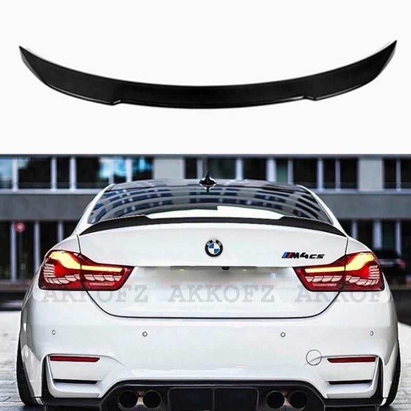 สําหรับ BMW M4 F82 CS สไตล์คาร์บอนไฟเบอร์ด้านหลังสปอยเลอร์ Trunk Wing 2014-2020 FRP Glossy สีดําปลอม