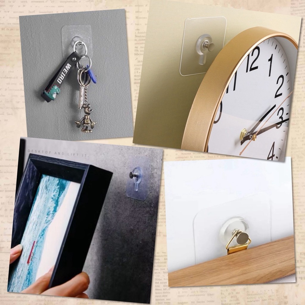 📍 ตะขอ แขวน หัวตะปู หัวน็อต แผ่นกาว ติดผนัง แขวนภาพ แขวนนาฬิกา เทปกาว ตะปู น็อต รุ่นพิเศษเหนี่ยวแน่น 📍 - รูปที่ 6