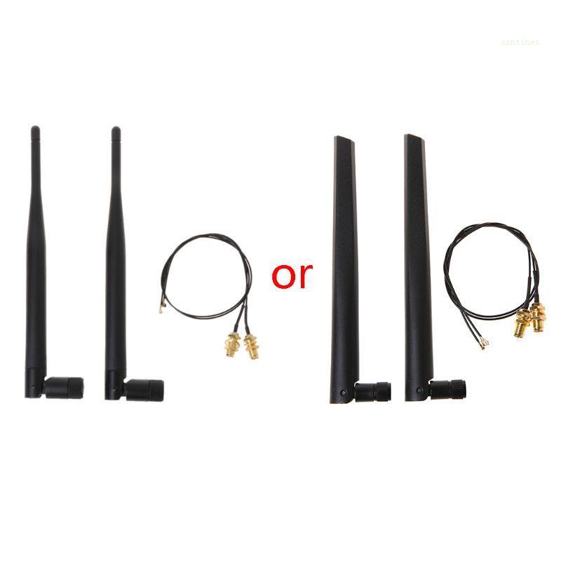 San* 2 x 6dBi 2 4GHz 5GHz Dual Band WiFi RP-SMA เสาอากาศหญิง + 2 x RP-SMA สาย