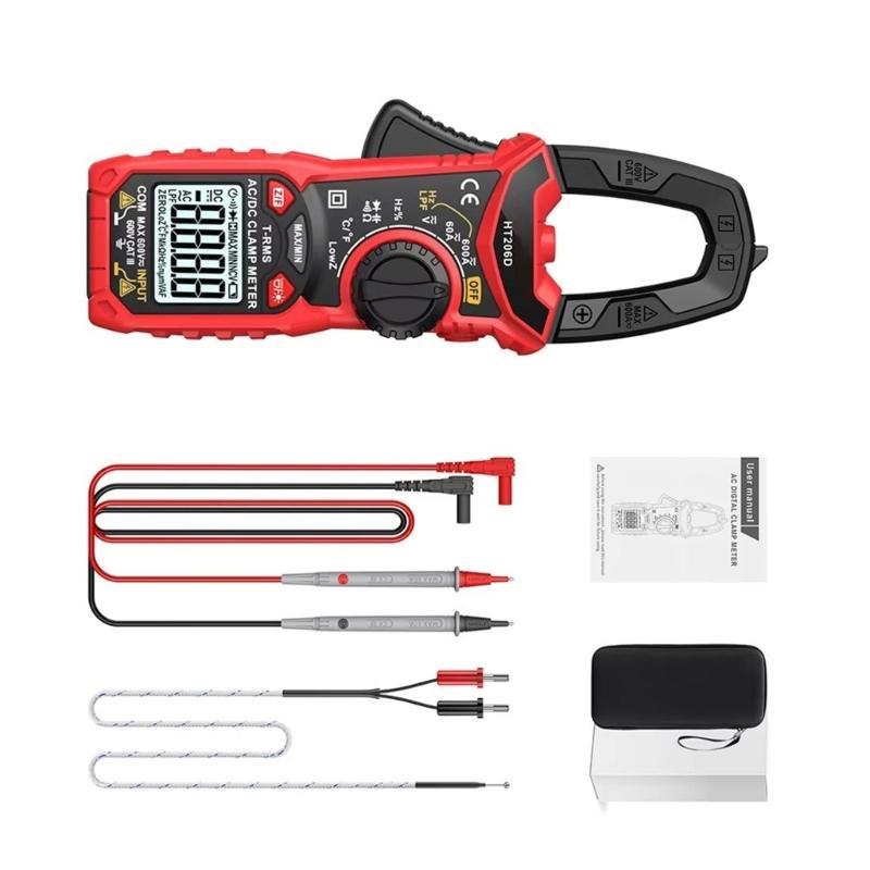 MT 1 ชุด HT206D Clamp Multimeter สําหรับวินิจฉัยไฟฟ้าที่ปลอดภัยในยานยนต์และวงจรอุตสาหกรรมพร้อมการจัด
