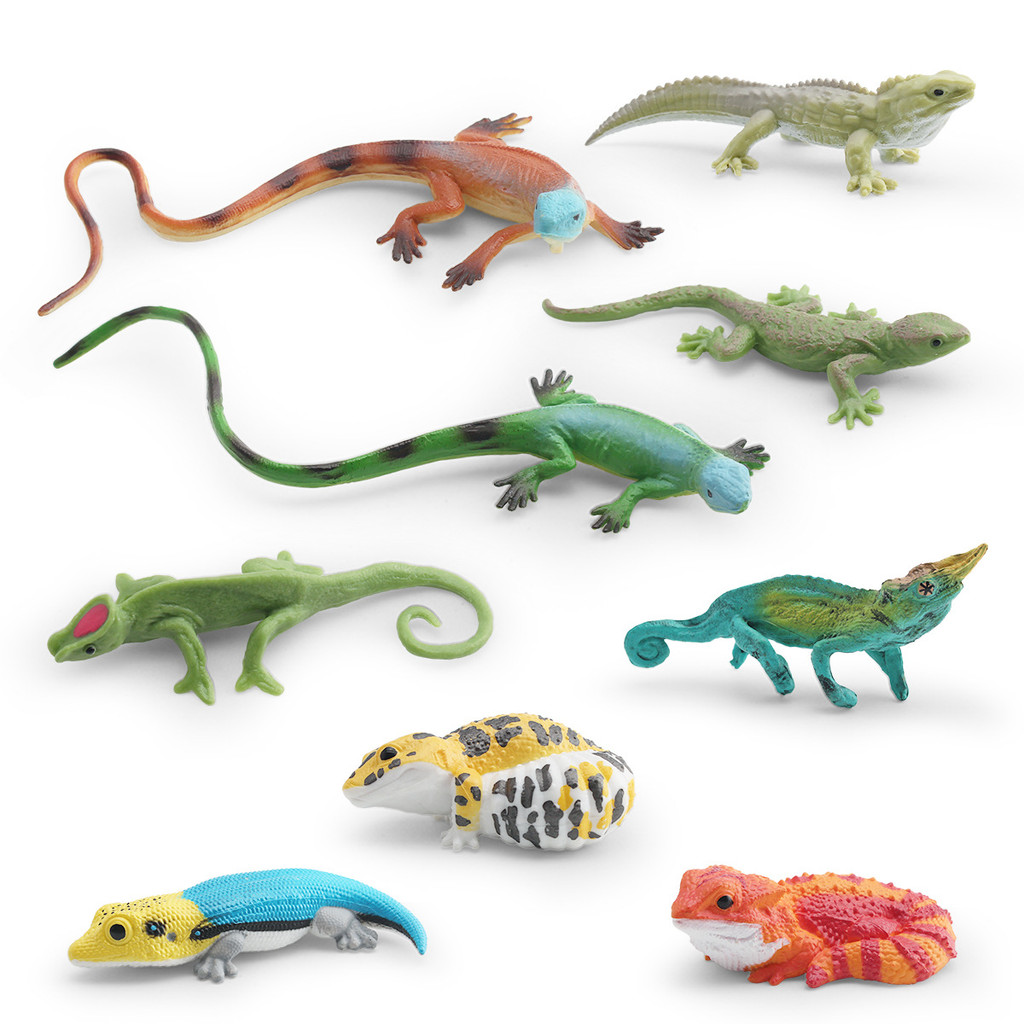 จําลองสัตว์ป่า Lizard Model Bearded Dragon Lizard Stone Dragon Leopard Gecko Chameleon Trick Lizard 