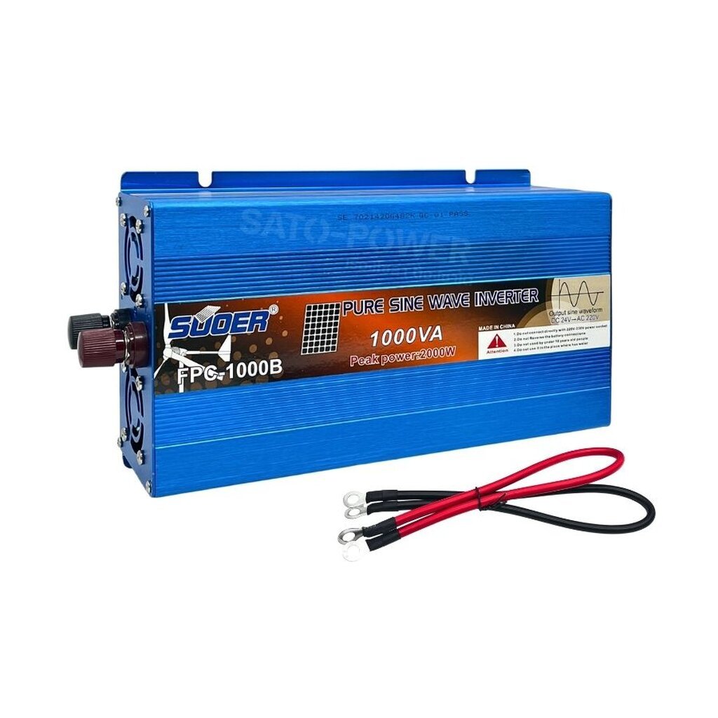 SUOER อินเวอร์เตอร์ FPC-1000B 24V ไม่มีจอ สีฟ้า 1000W Inverter Pure Sine Wave